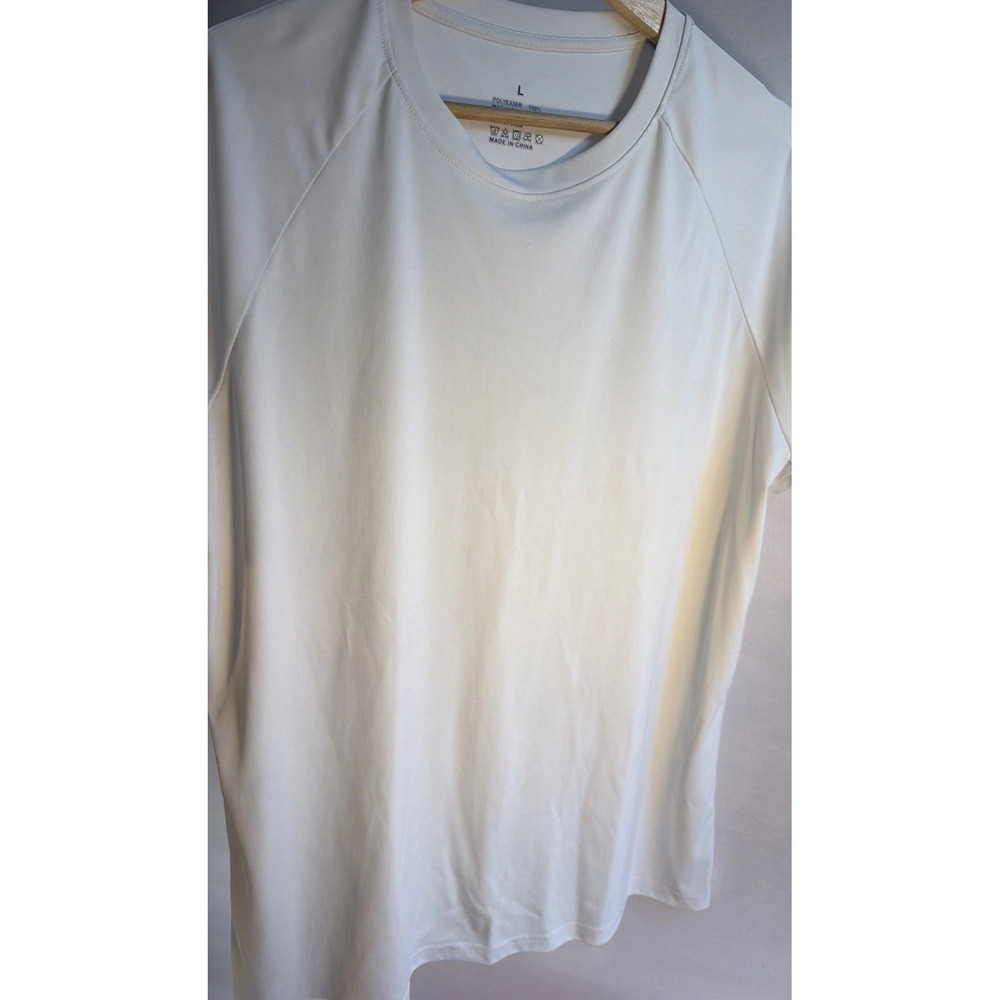 Men's Large White Polyester Athletic Performance Short Sleeve T-Shirt Blank